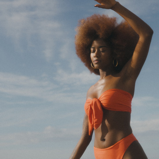 Haut de maillot bandeau à nouer Abricot - Boutique