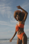 Haut de maillot bandeau à nouer Abricot - Boutique