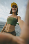 Haut de maillot bandeau à nouer Olive - Boutique