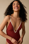Maillot une-pièce plongeant - Terracotta - Boutique