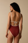 Maillot une-pièce plongeant - Terracotta - Boutique
