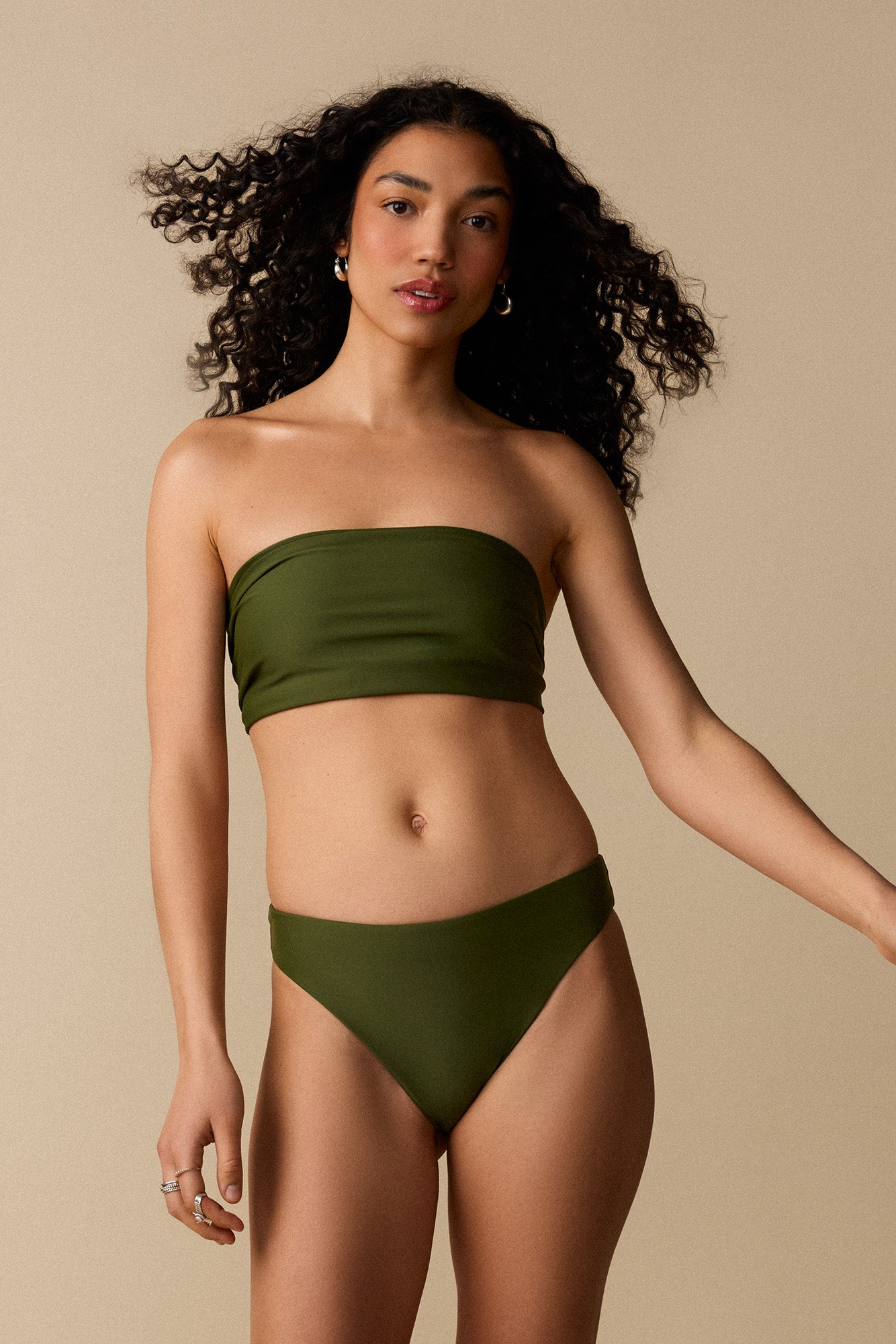 Bas de maillot échancré - Olive - Boutique