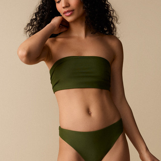Haut de maillot bandeau à nouer - Olive - Boutique