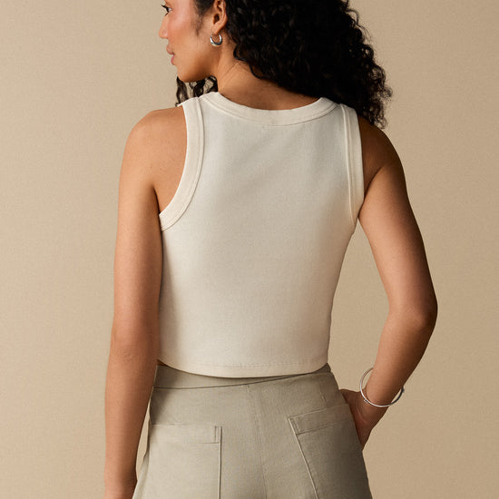 Camisole côtelée - Écru - Boutique