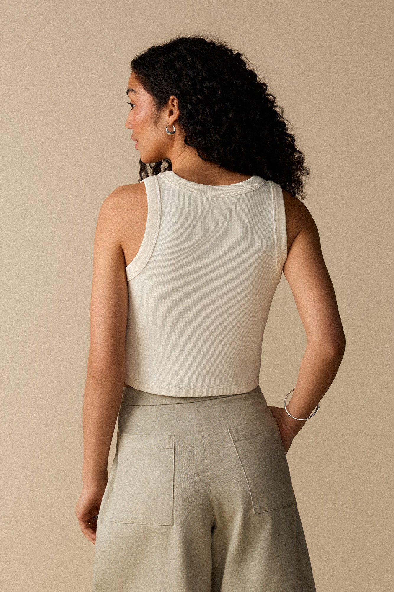 Camisole côtelée - Écru - Boutique