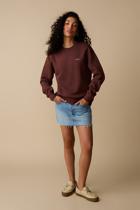 Coton ouaté à col rond unisexe - Cacao - Boutique