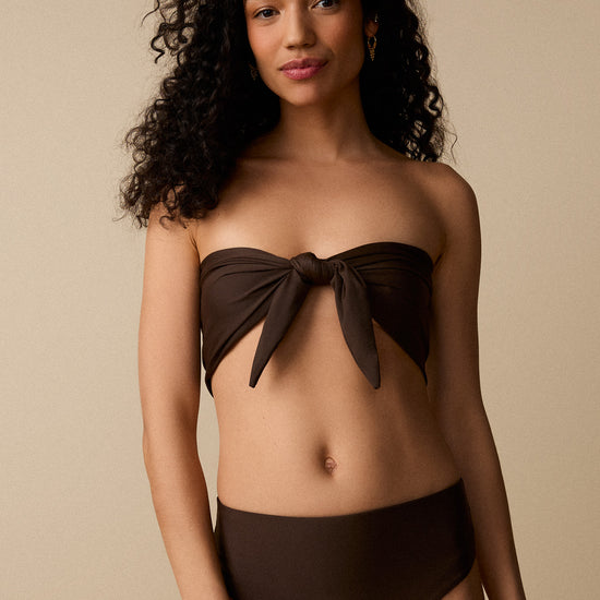 Haut de maillot bandeau à nouer - Espresso - Boutique