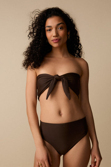 Haut de maillot bandeau à nouer - Espresso - Boutique