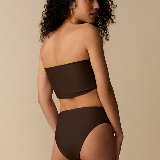 Haut de maillot bandeau à nouer - Espresso - Boutique