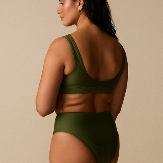 Bas de maillot taille haute - Olive - Boutique