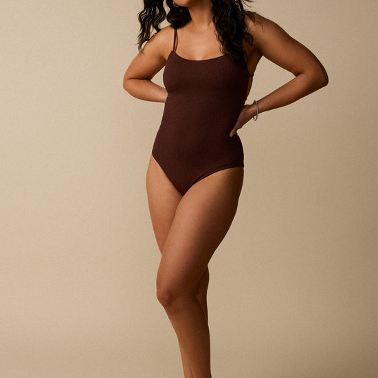 Maillot une-pièce à dos ouvert - Cacao - Boutique
