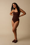 Maillot une-pièce à dos ouvert - Cacao - Boutique