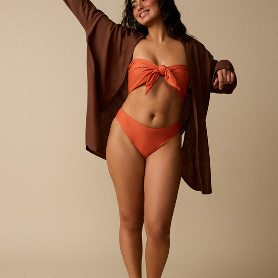 Haut de maillot bandeau à nouer - Abricot - Boutique
