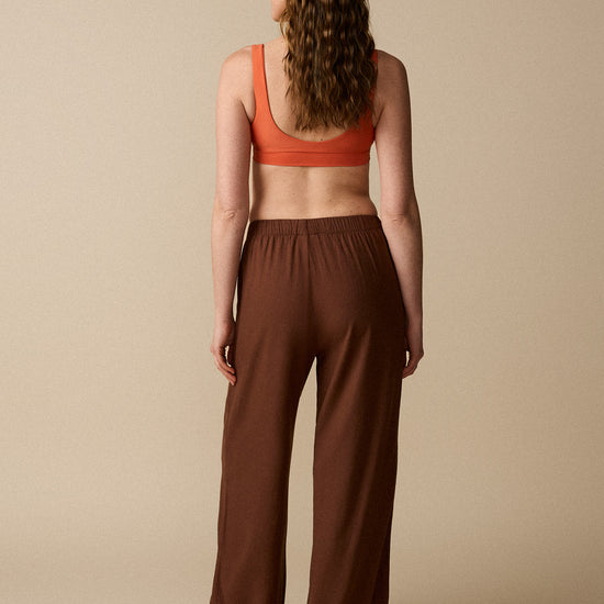 Pantalon en lin mélangé - Cacao - Boutique