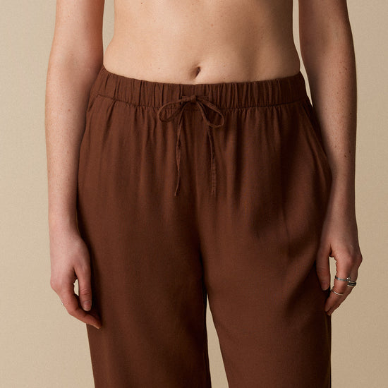 Pantalon en lin mélangé - Cacao - Boutique