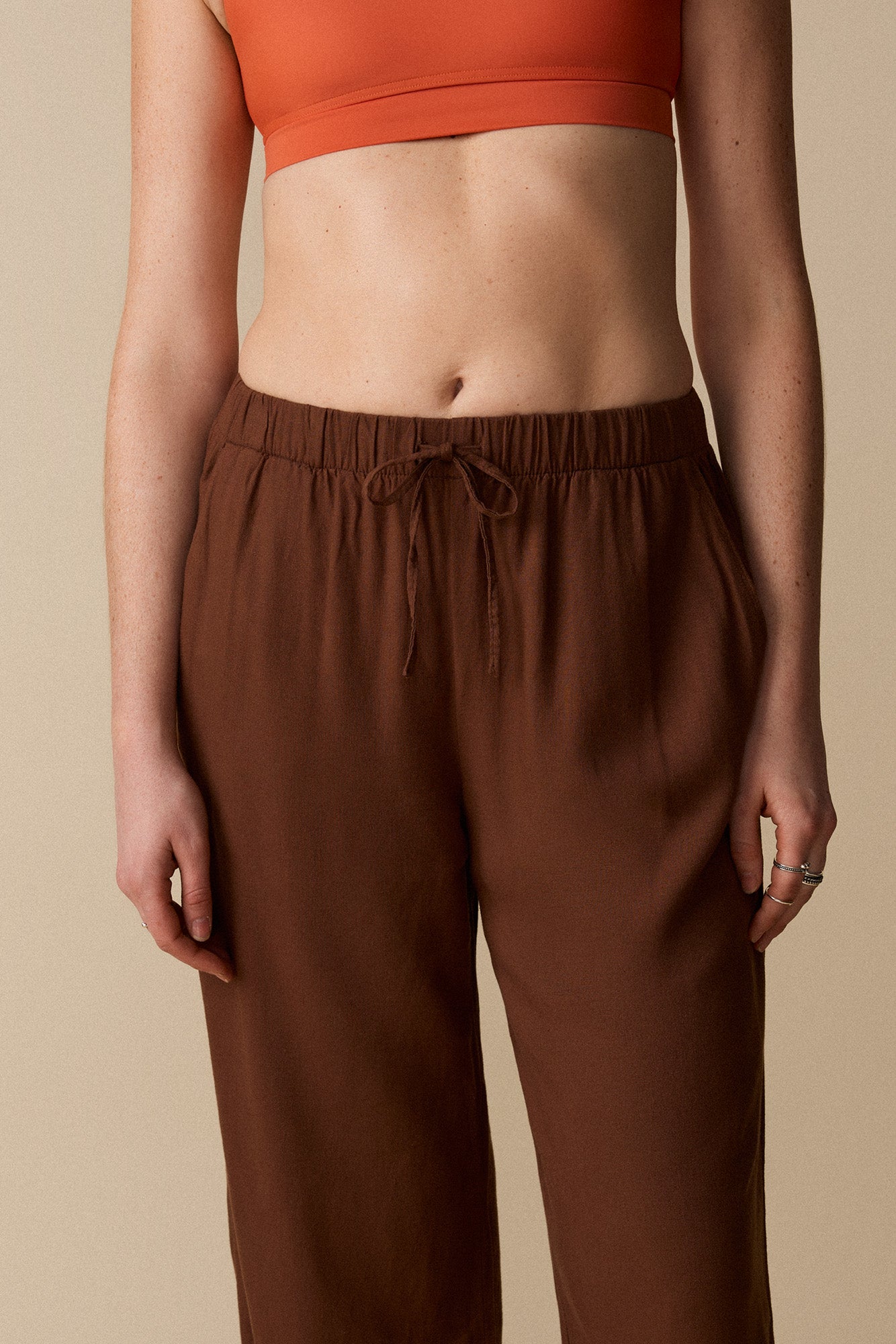 Pantalon en lin mélangé - Cacao - Boutique