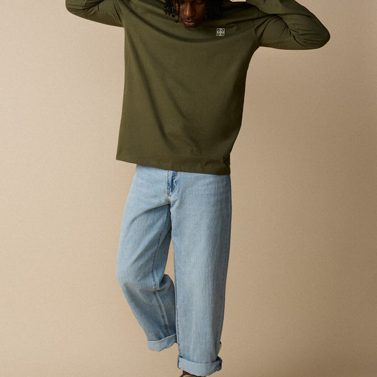Chandail col rond à manches longues Olive - Boutique
