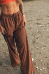 Pantalon en lin mélangé - Cacao - Boutique